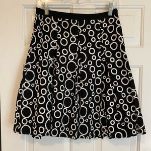 Ann Taylor pleated black and white circle skirt